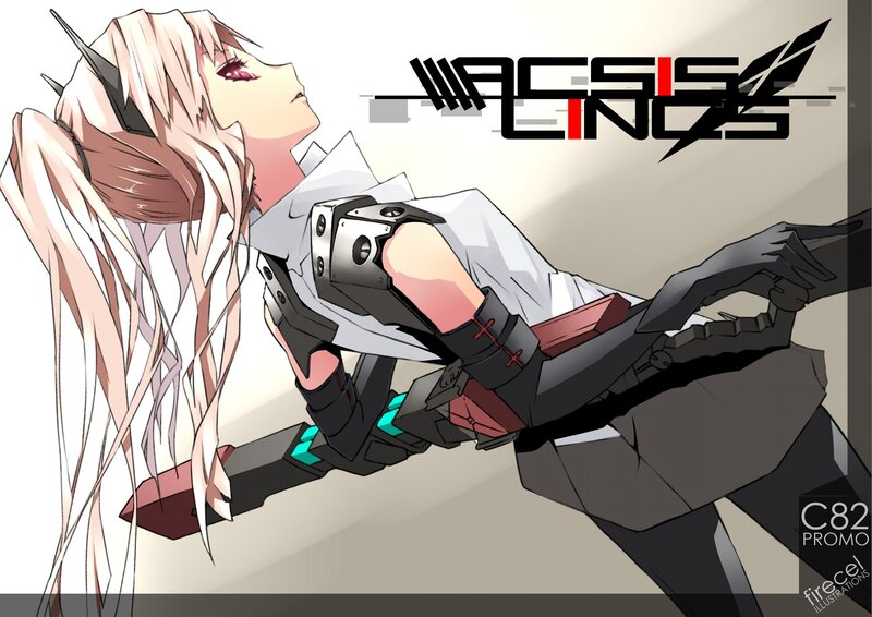 Anime Girl with Weapon — White, Dramatic, Digital Art, Long Hair, Mechanical Arm
