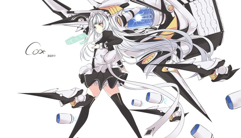 Anime Girl with Weapon — White, Dramatic, Digital Art, Mecha