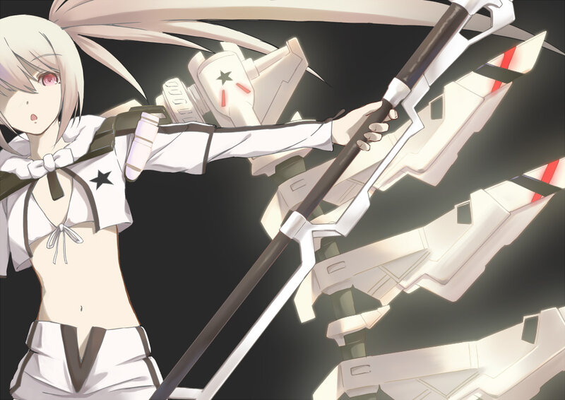 Anime Girl with Weapon — White, Dramatic, Digital Art