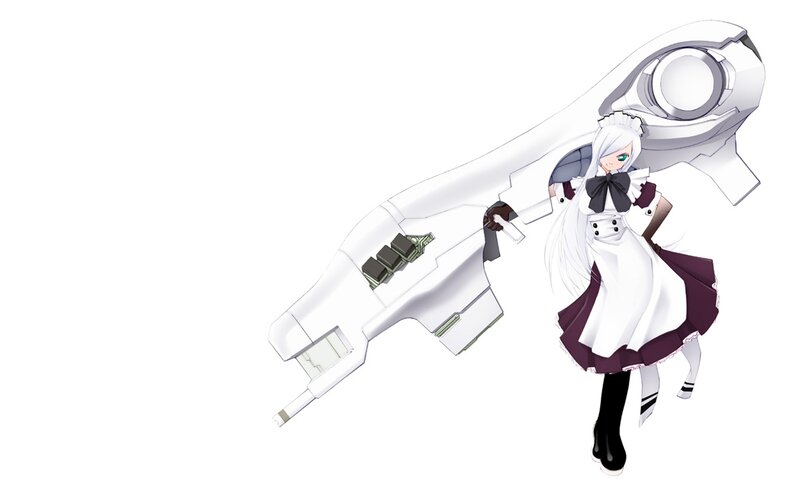 Anime Girl with Weapon — White, Dramatic, White Hair