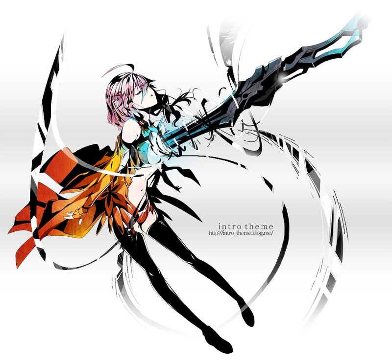 Anime Girl with Weapon — White, Dynamic, Digital Art, Cape