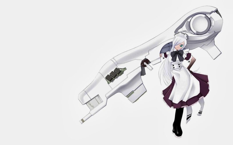 Anime Girl with Weapon — White, Neutral