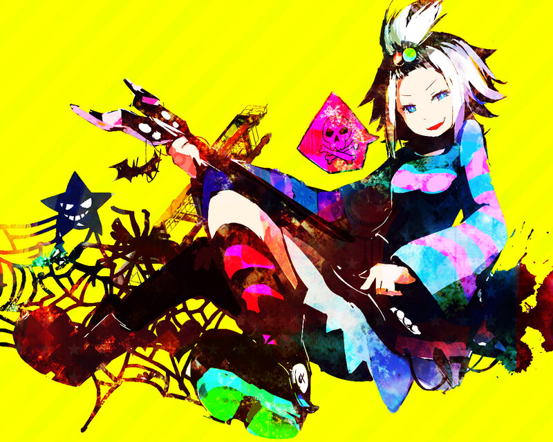 Anime Girl with Weapon — Yellow, Chaotic