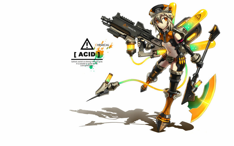 Anime Girl with Weapons — Black, Aggressive