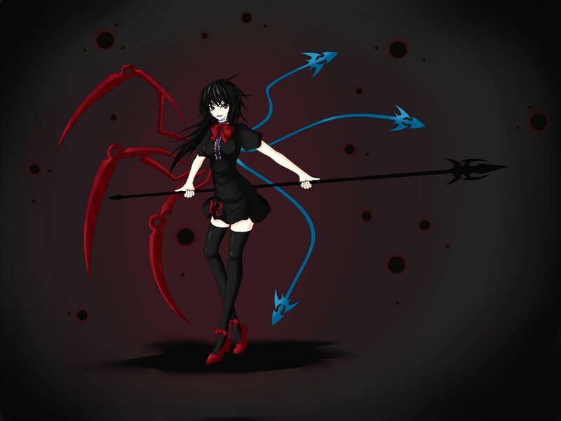 Anime Girl with Weapons — Black, Dramatic