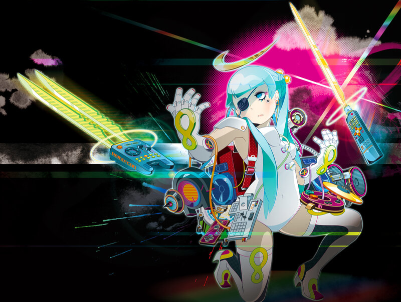 Anime Girl with Weapons — Black, Energetic
