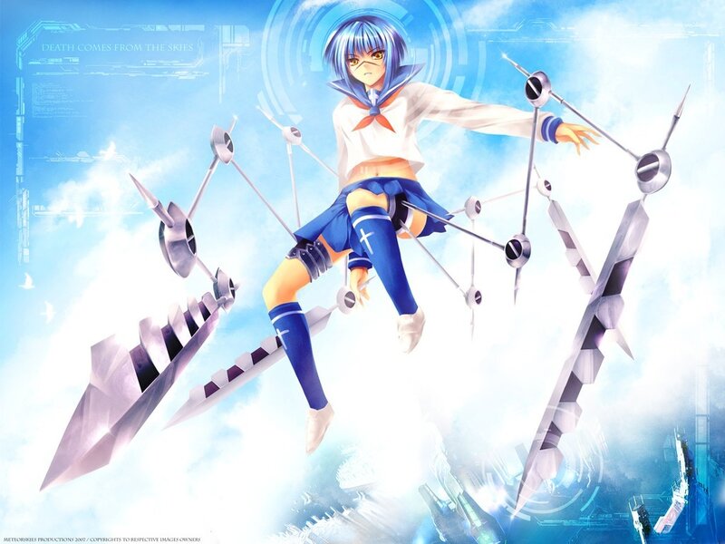 Anime Girl with Weapons — Blue