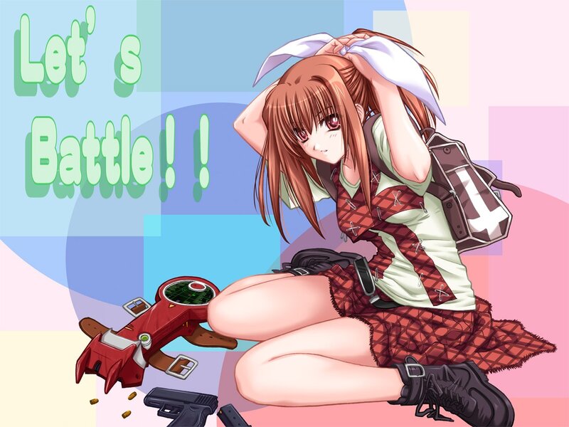 Anime Girl with Weapons — Pink, Playful