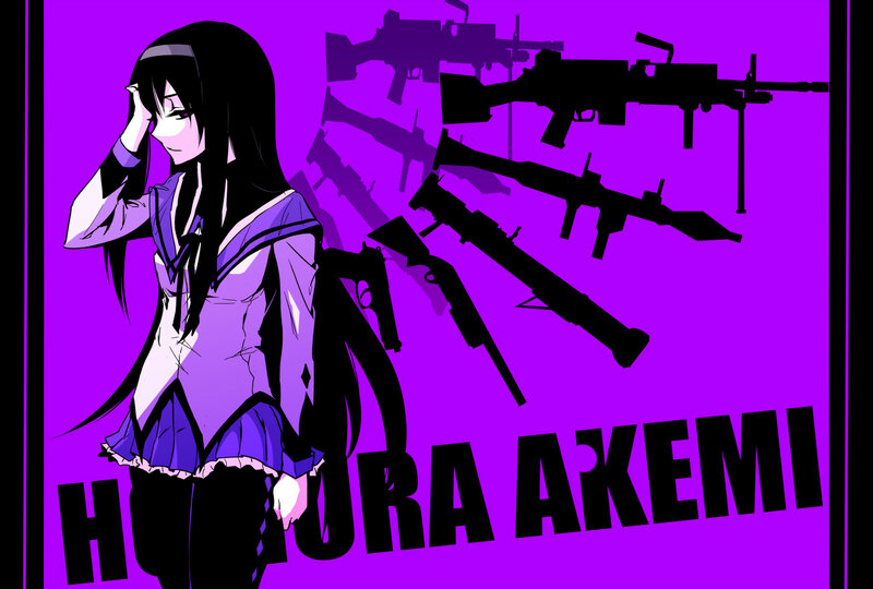 Anime Girl with Weapons — Purple, Dramatic, Manga