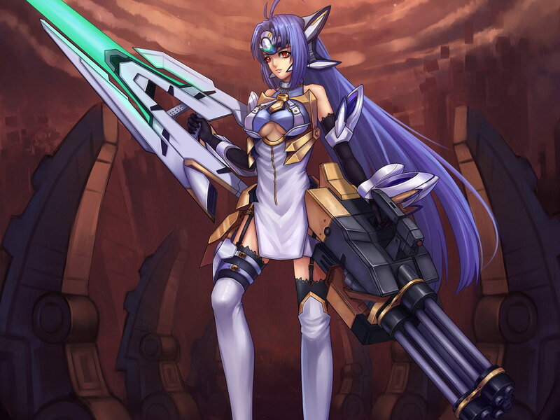 Anime Girl with Weapons — Purple