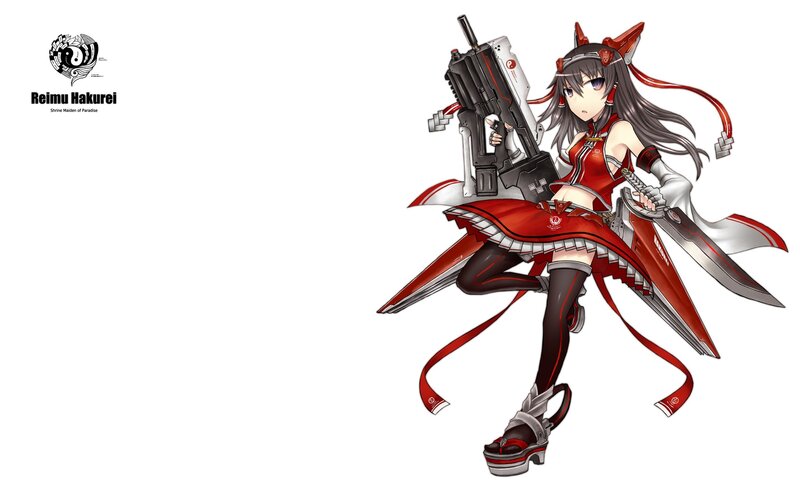 Anime Girl with Weapons — Red, Confident, Skirt