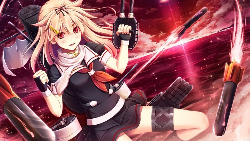 Anime Girl with Weapons — Red, Dramatic, Missiles