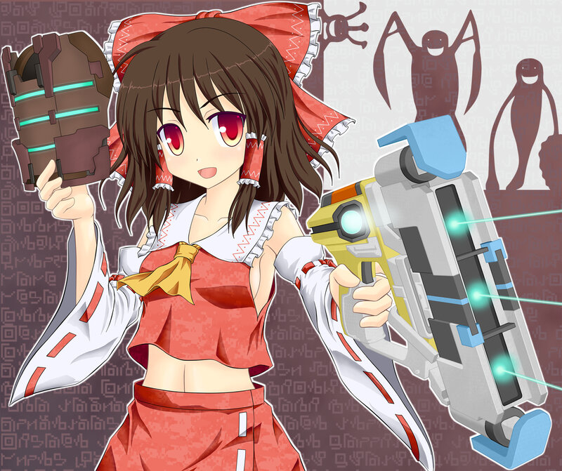 Anime Girl with Weapons — Red, Playful