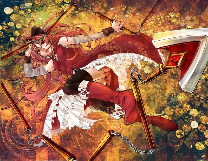 Anime Girl with Weapons — Red