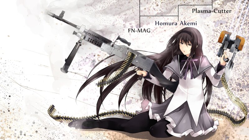 Anime Girl with Weapons — White, Dramatic