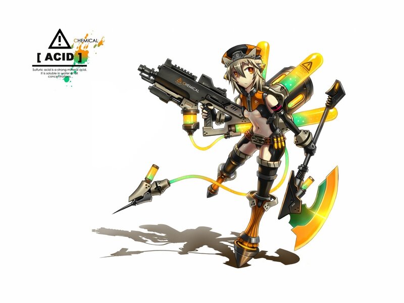 Anime Girl with Weapons — Yellow, Action