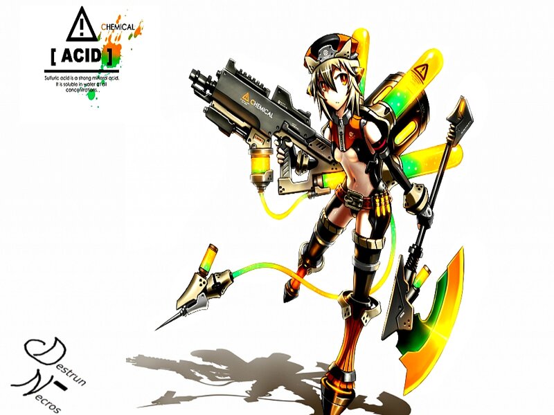Anime Girl with Weapons — Yellow, Aggressive