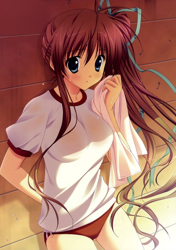 anime girl with wet clothes