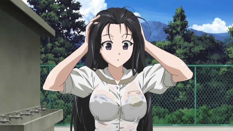 anime girl with wet shirt