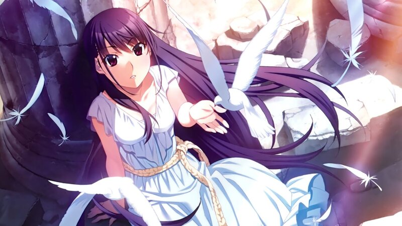 Anime Girl with White Bird