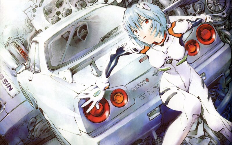 Anime girl with white car
