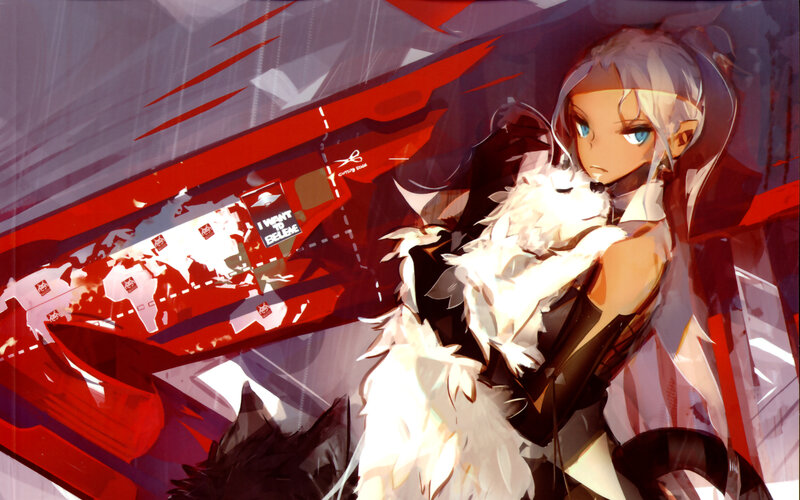 anime girl with white cat