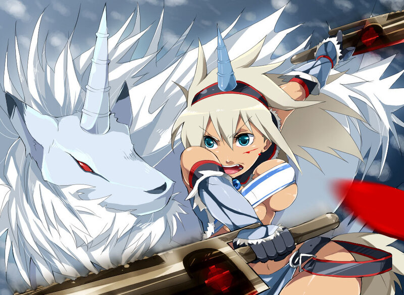 anime girl with white dragon