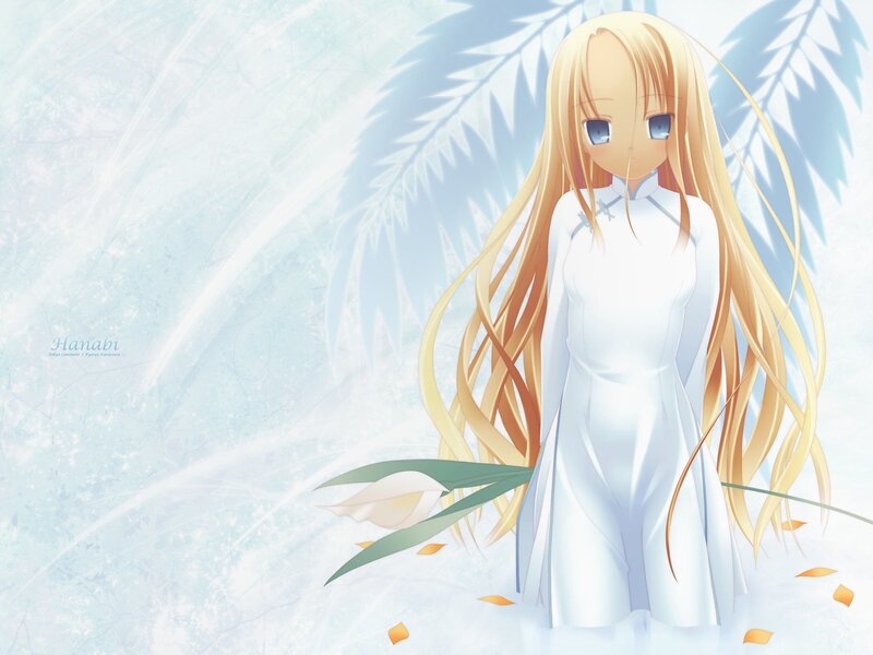 Anime girl with white dress
