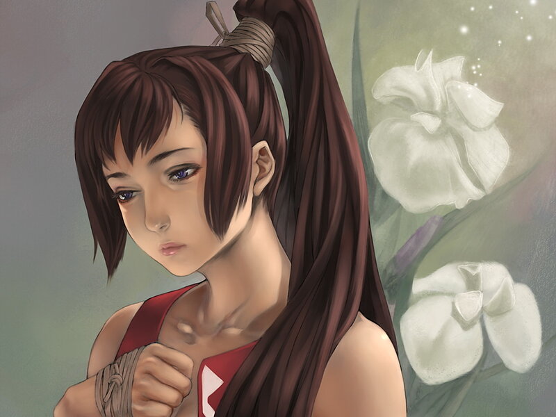 anime girl with white flowers