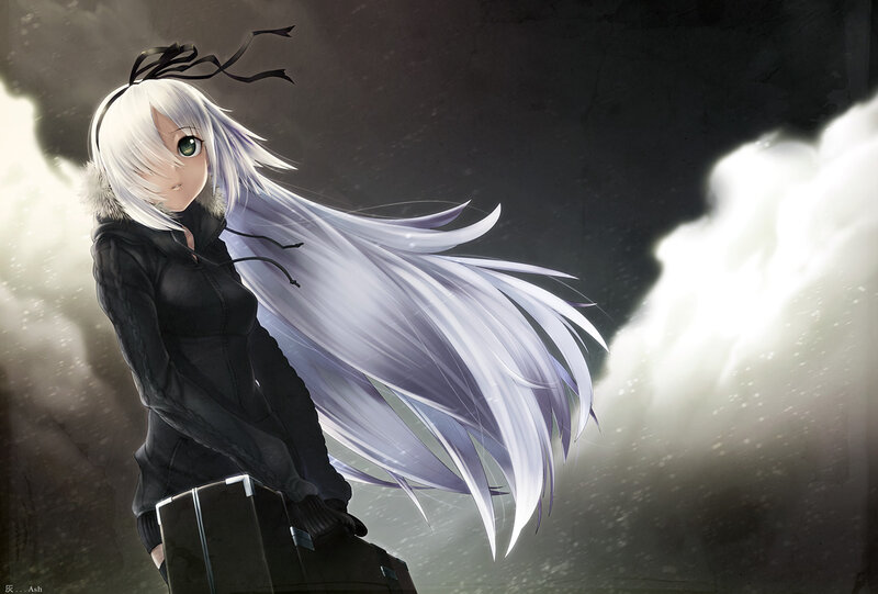 anime girl with white hair