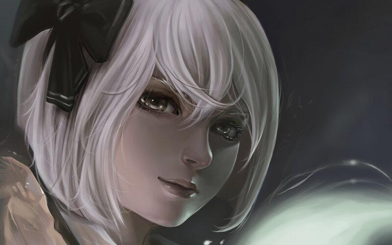 anime girl with white hair