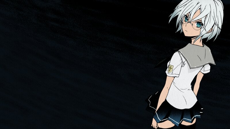 Anime Girl with White Hair — Black, Dramatic, Night, Glasses