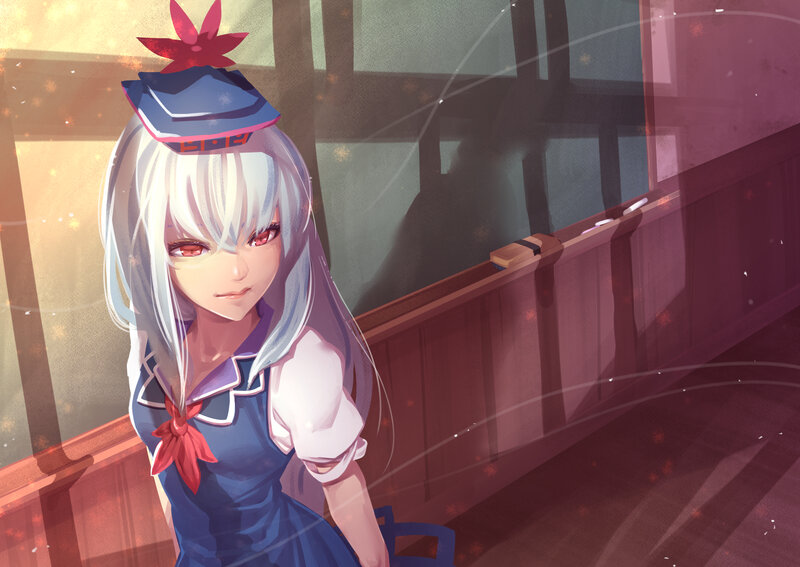 Anime Girl with White Hair — Blue, Calm, Sunset