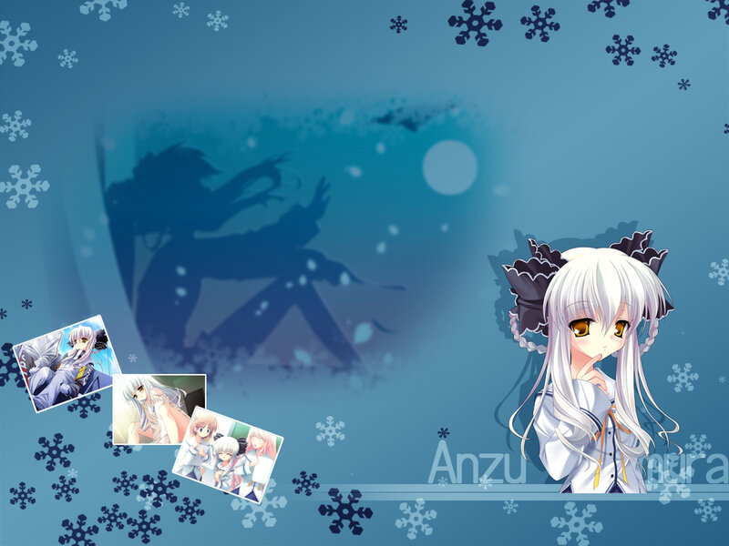 Anime Girl with White Hair — Blue, Calm, Winter