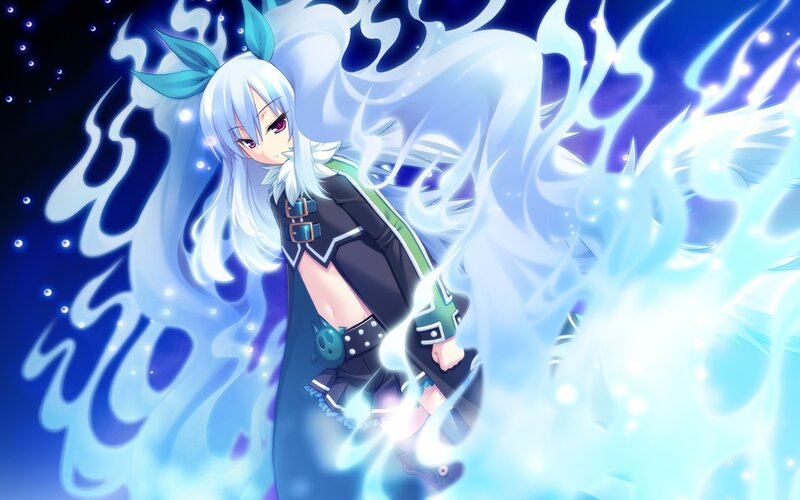 Anime Girl with White Hair — Blue, Dramatic