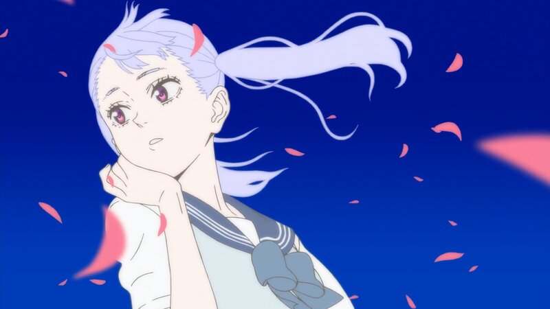 Anime Girl with White Hair — Blue, Dreamy, School Uniform