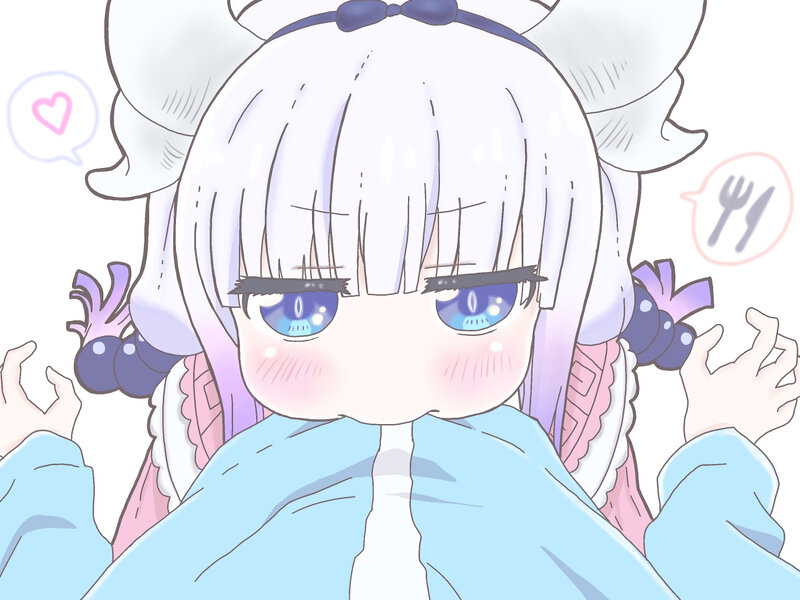Anime Girl with White Hair — Blue, Playful, Heart Bubble