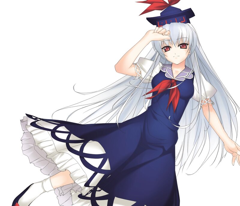 Anime Girl with White Hair — Blue, Playful