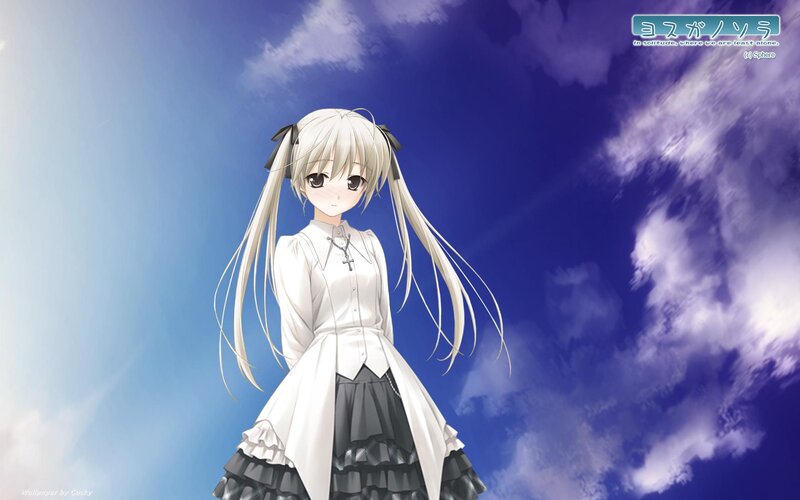 Anime Girl with White Hair — Blue, Serene, Afternoon, Sky