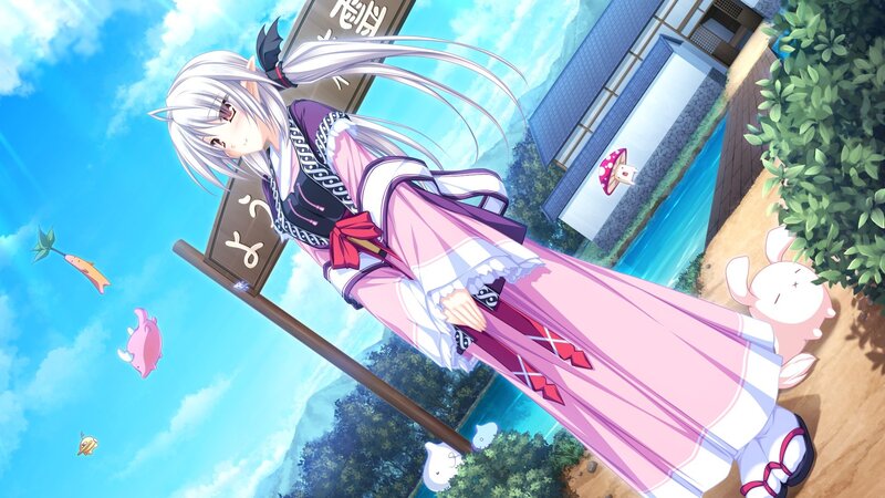 Anime Girl with White Hair — Blue, Serene, Afternoon