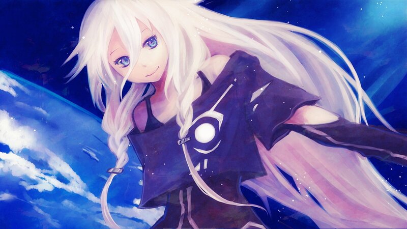 Anime Girl with White Hair — Blue, Serene, Night, Digital Art, Long Hair, Blue Eyes
