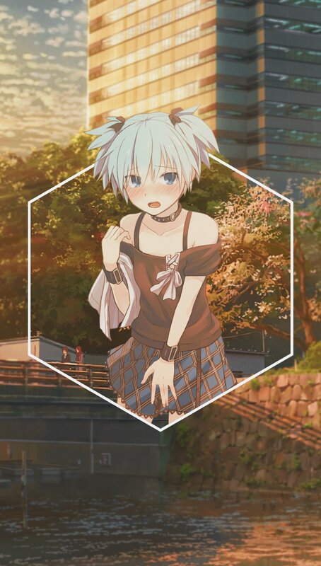 Anime Girl with White Hair — Brown, Calm, Sunset