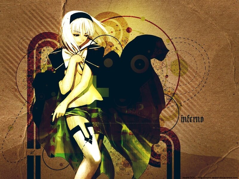 Anime Girl with White Hair — Brown, Dramatic, Digital Art, Text