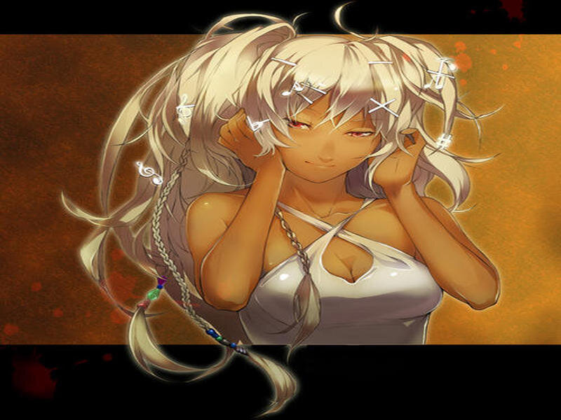 Anime Girl with White Hair — Brown, Dramatic
