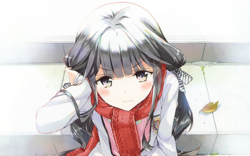 Anime Girl with White Hair — Calm, Autumn