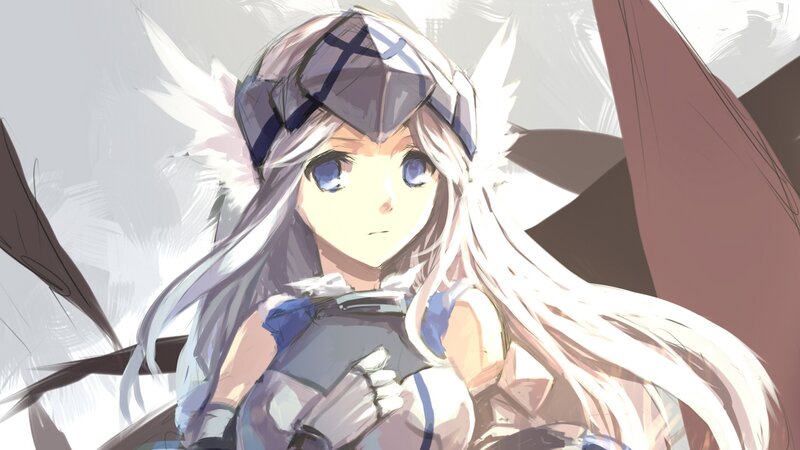 Anime Girl with White Hair — Calm, Digital Art, Armor