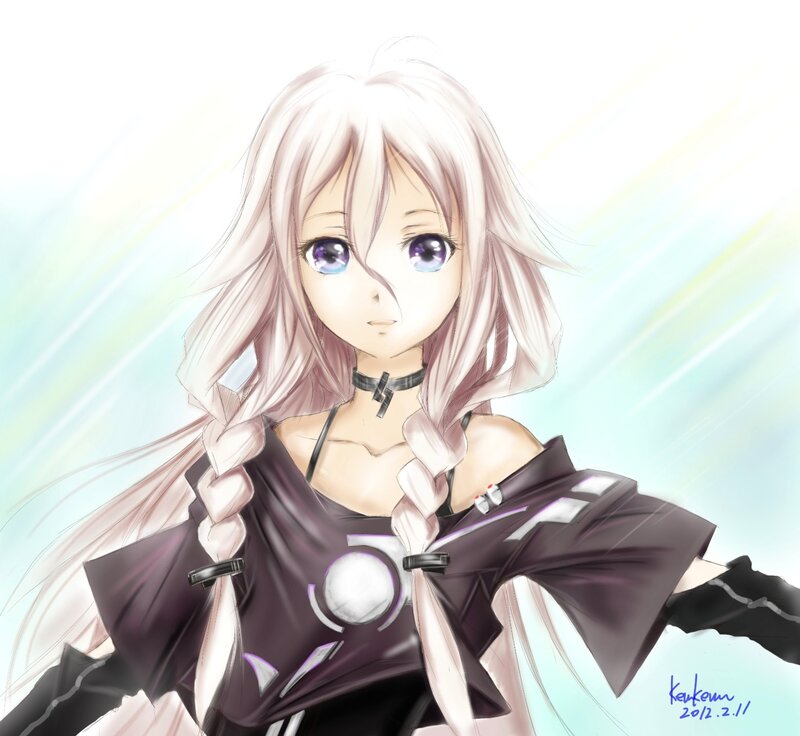 Anime Girl with White Hair — Calm, Digital Art, Braids