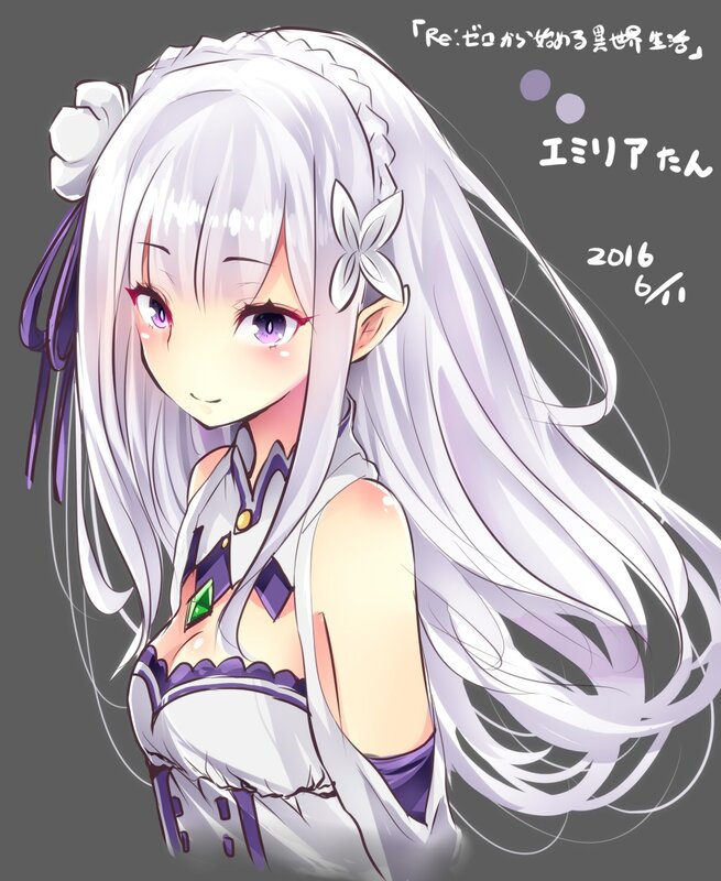 Anime Girl with White Hair — Calm, Digital Art, Long Hair, Purple Eyes