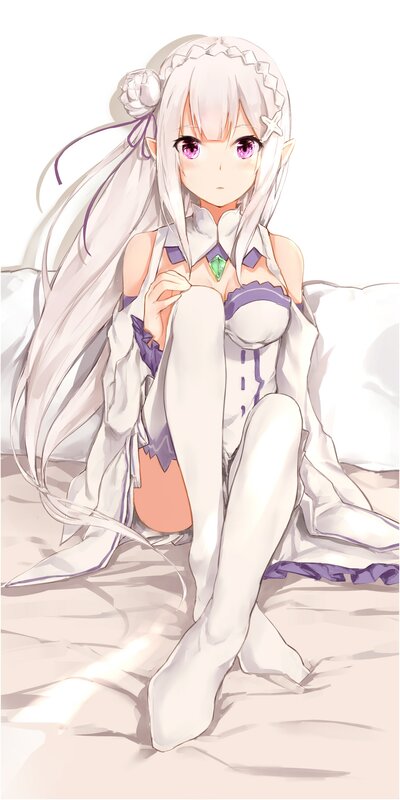 Anime Girl with White Hair — Calm, Elf Ears