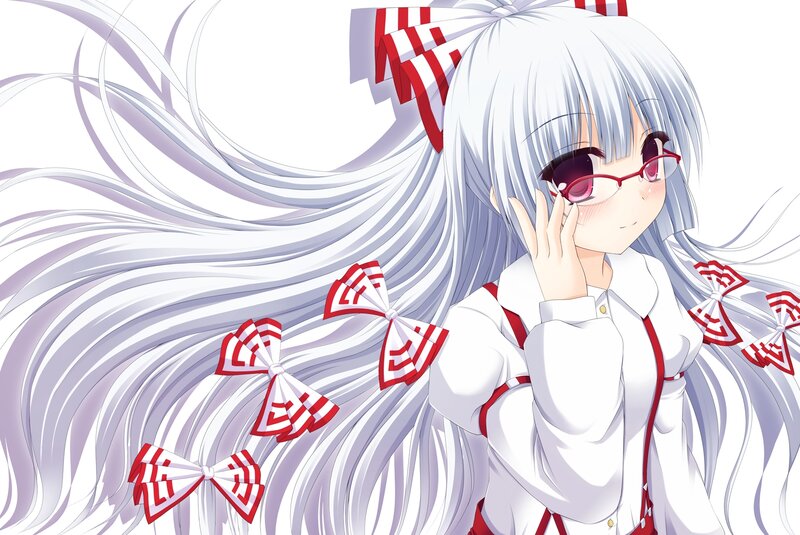 Anime Girl with White Hair — Calm, Glasses